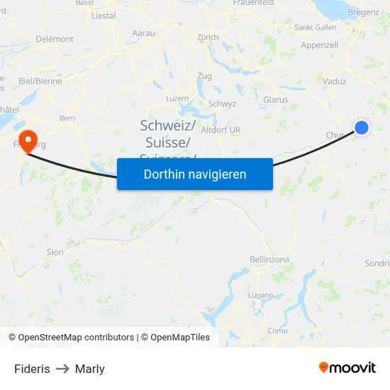 Fideris to Marly map