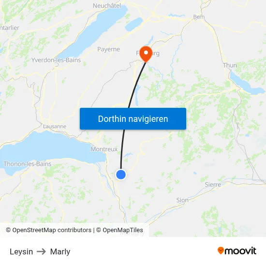 Leysin to Marly map