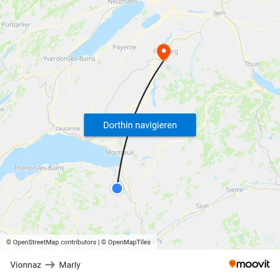Vionnaz to Marly map