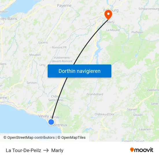 La Tour-De-Peilz to Marly map