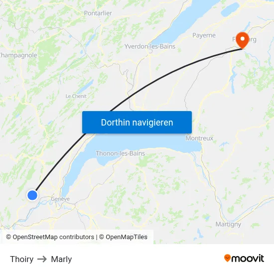 Thoiry to Marly map