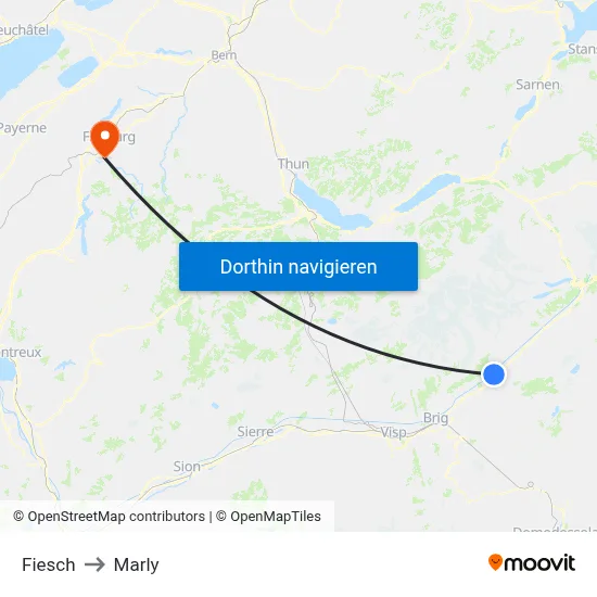 Fiesch to Marly map
