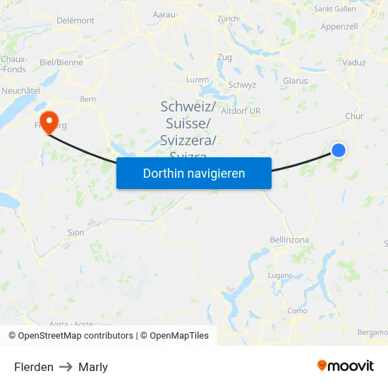 Flerden to Marly map