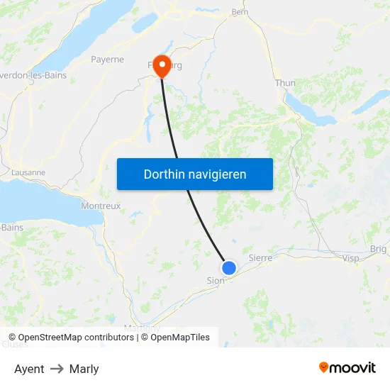Ayent to Marly map