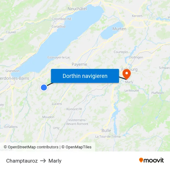 Champtauroz to Marly map