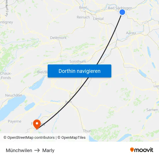 Münchwilen to Marly map