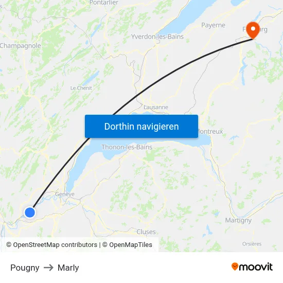 Pougny to Marly map