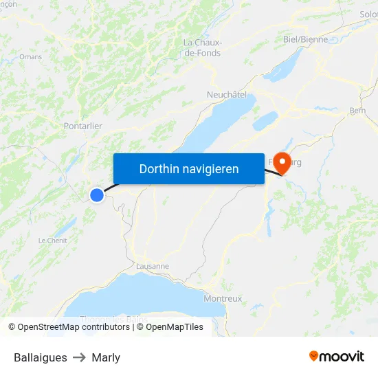 Ballaigues to Marly map