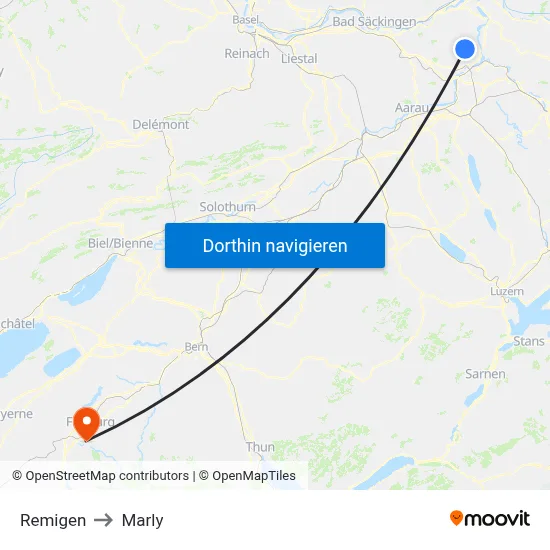 Remigen to Marly map
