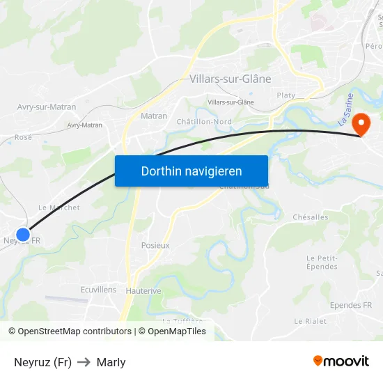 Neyruz (Fr) to Marly map