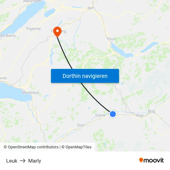 Leuk to Marly map