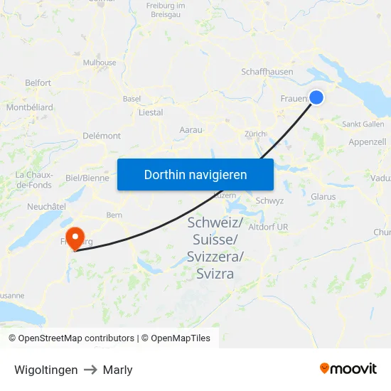 Wigoltingen to Marly map