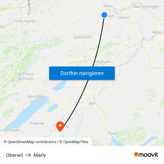 Oberwil to Marly map