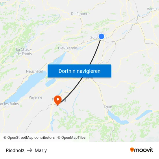 Riedholz to Marly map