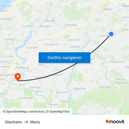 Oberbalm to Marly map