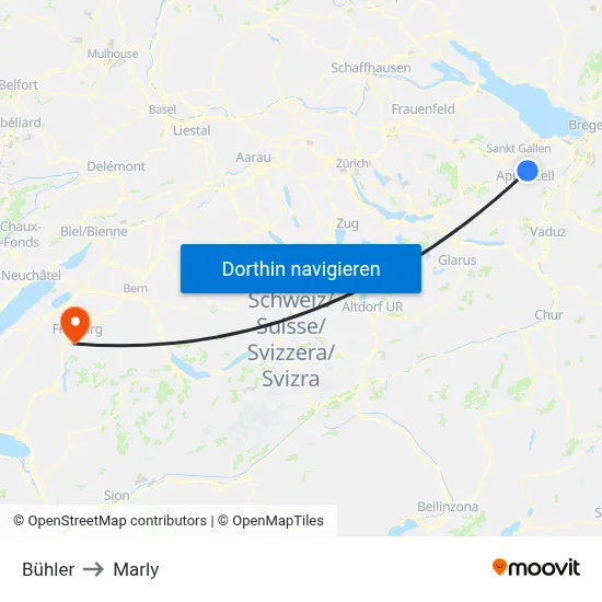 Bühler to Marly map