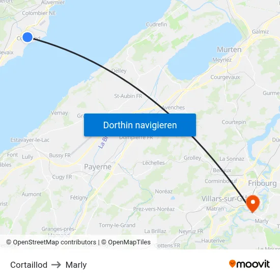 Cortaillod to Marly map