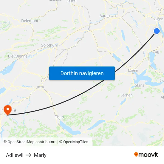 Adliswil to Marly map