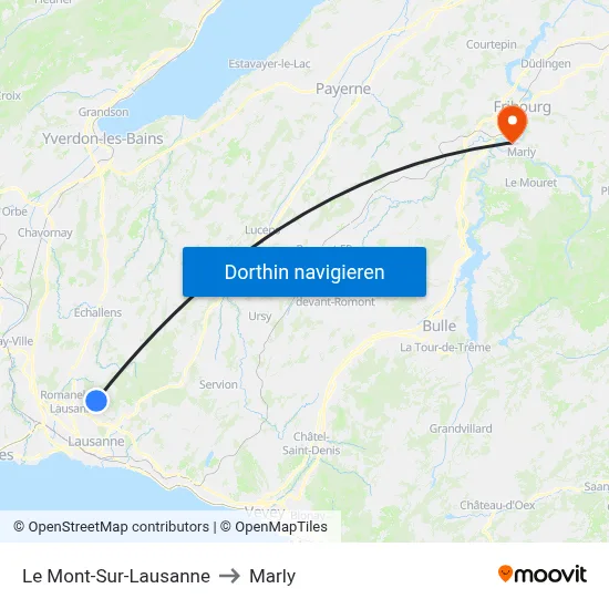 Le Mont-Sur-Lausanne to Marly map