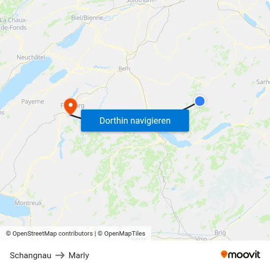 Schangnau to Marly map