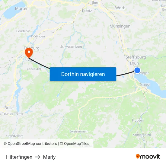 Hilterfingen to Marly map