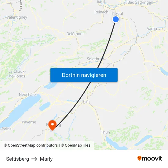 Seltisberg to Marly map