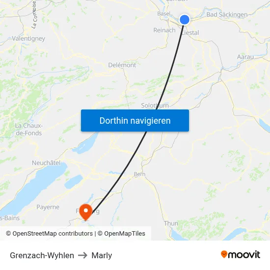 Grenzach-Wyhlen to Marly map