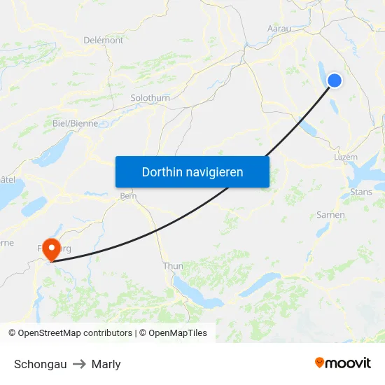 Schongau to Marly map