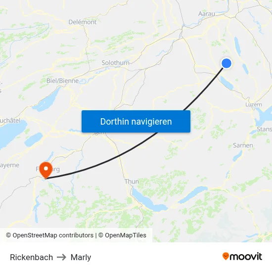 Rickenbach to Marly map