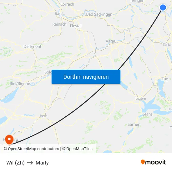Wil (Zh) to Marly map