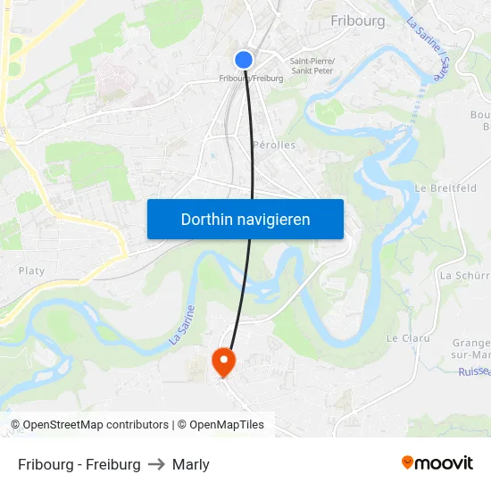 Fribourg - Freiburg to Marly map