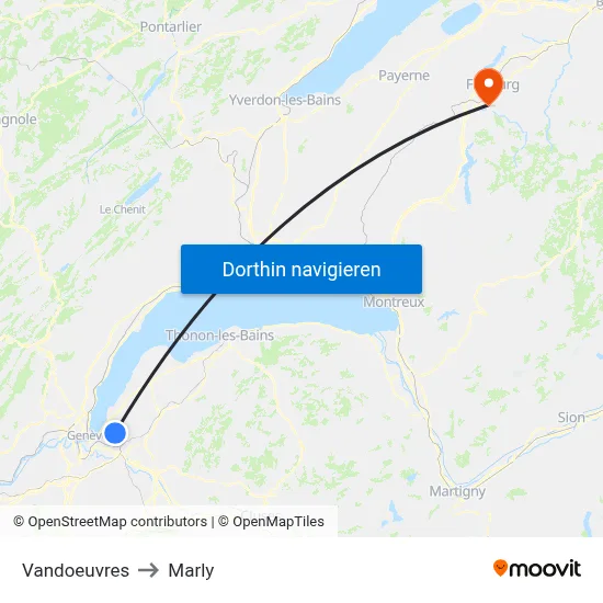 Vandoeuvres to Marly map
