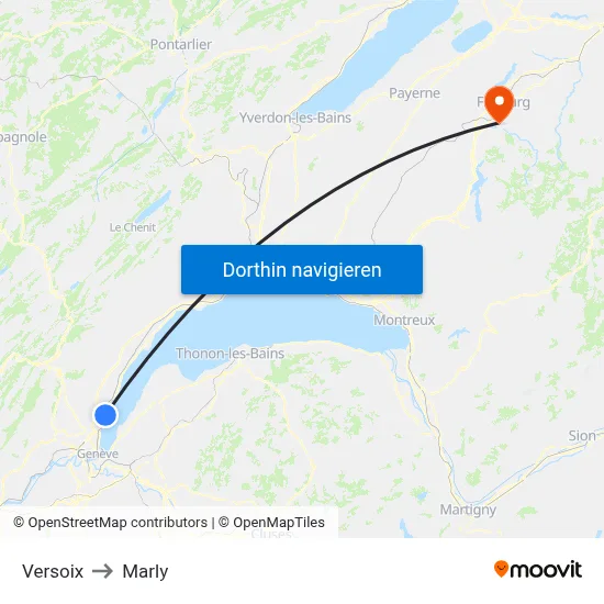 Versoix to Marly map