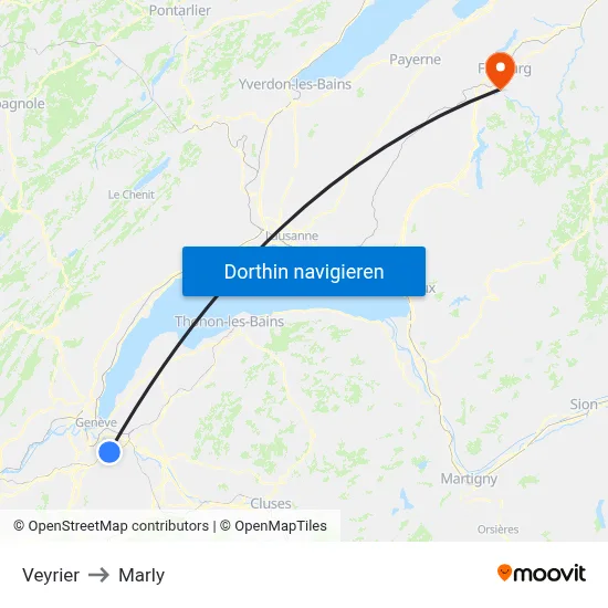 Veyrier to Marly map