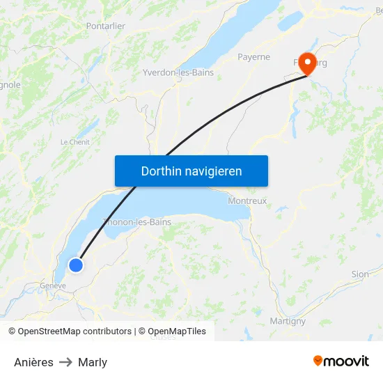 Anières to Marly map