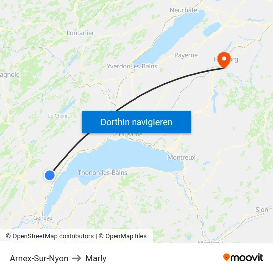 Arnex-Sur-Nyon to Marly map