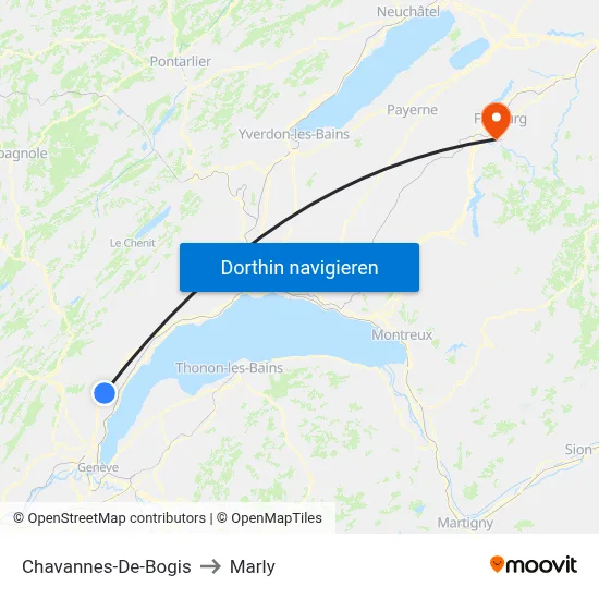 Chavannes-De-Bogis to Marly map