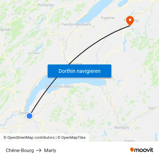Chêne-Bourg to Marly map