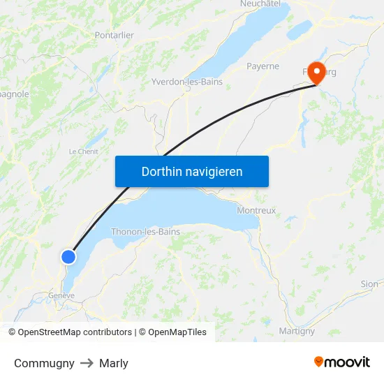 Commugny to Marly map