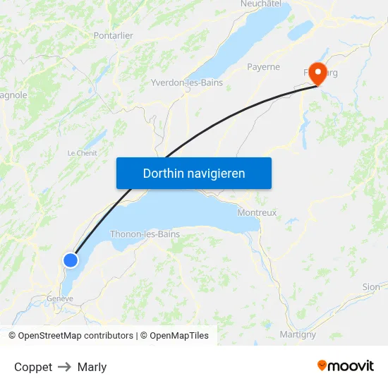 Coppet to Marly map