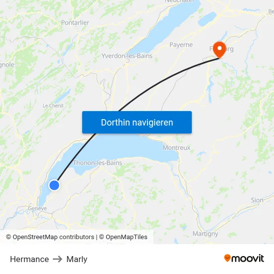 Hermance to Marly map