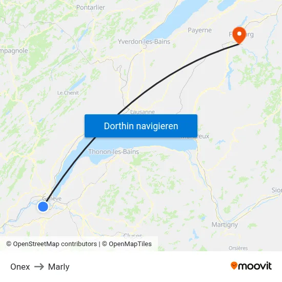 Onex to Marly map