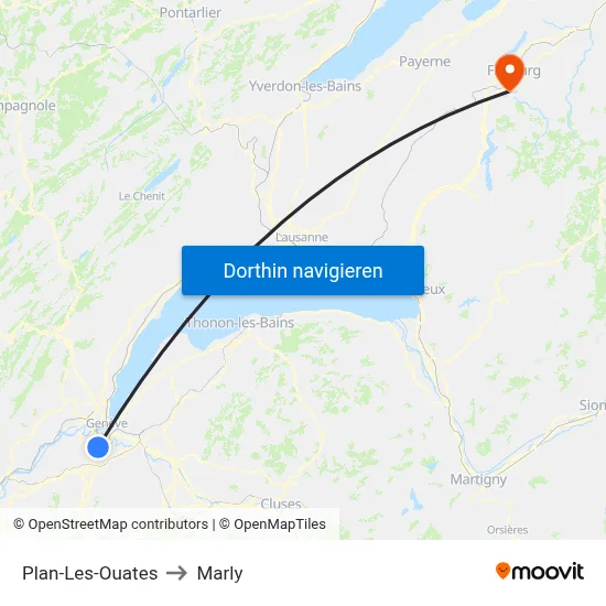 Plan-Les-Ouates to Marly map