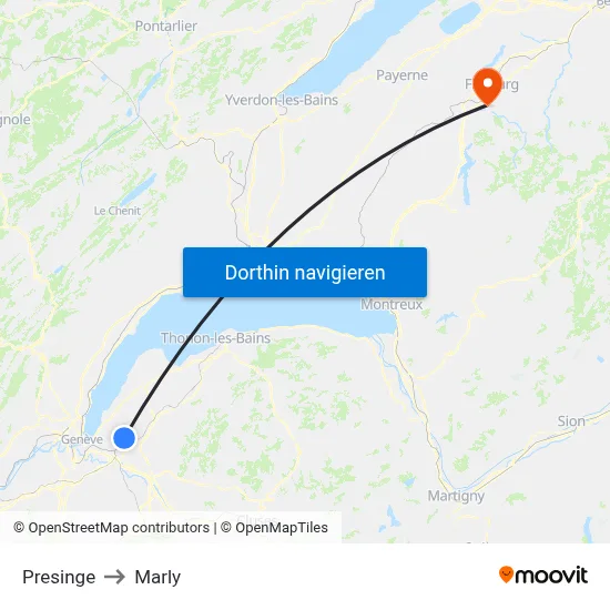 Presinge to Marly map