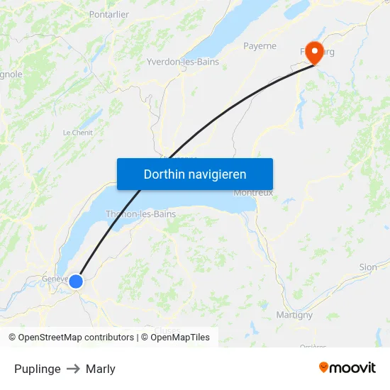 Puplinge to Marly map