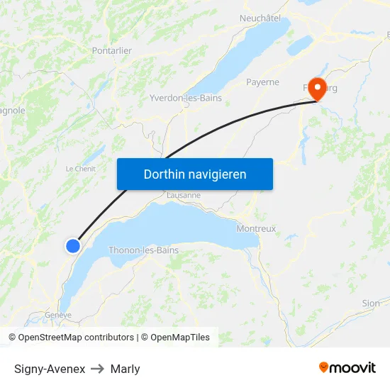 Signy-Avenex to Marly map