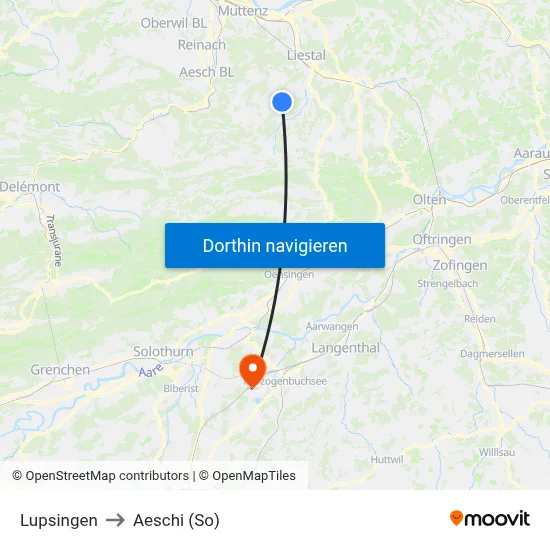 Lupsingen to Aeschi (So) map