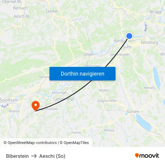Biberstein to Aeschi (So) map