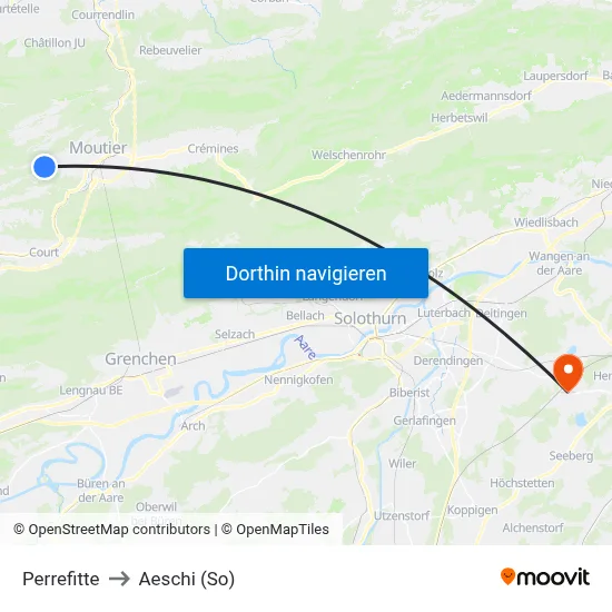 Perrefitte to Aeschi (So) map