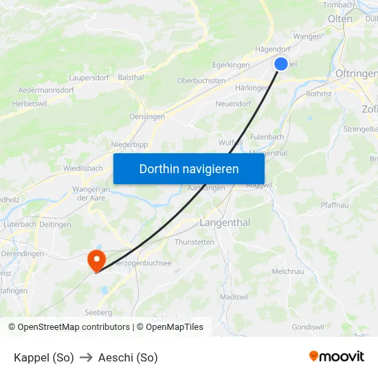 Kappel (So) to Aeschi (So) map
